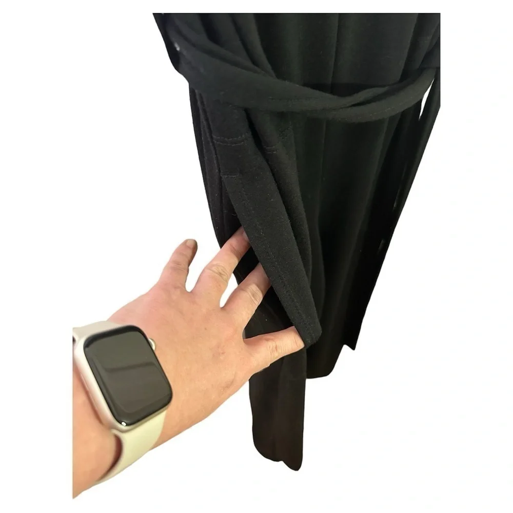 Max Studio Jumpsuit Womens Large Black Wide Leg Belted Stretch Sleeveless Formal - Picture 5 of 11